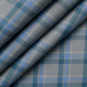 Exquisite Men's Acrylic Checks 2.25 Meter Unstitched Shirting Fabric (Grey)