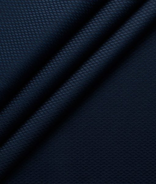 Godstra Men's Terry Rayon Structured 3.75 Meter Unstitched Suiting Fabric (Dark Blue)