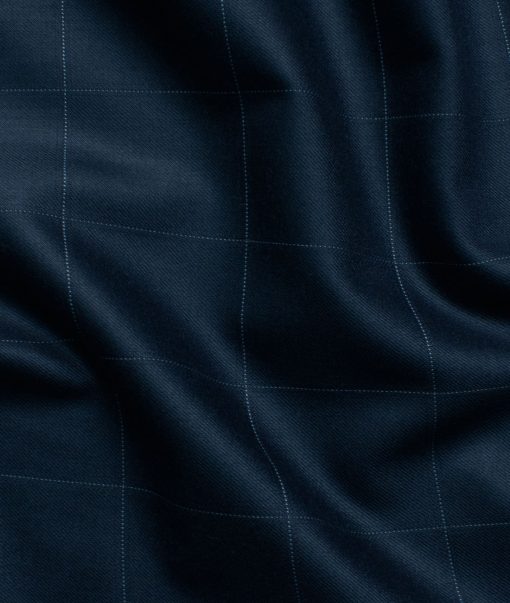 Godstra Men's Terry Rayon Checks 3.75 Meter Unstitched Suiting Fabric (Dark Blue)