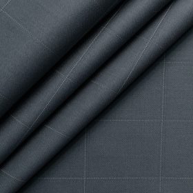 Godstra Men's Terry Rayon Checks 3.75 Meter Unstitched Suiting Fabric (Grey)