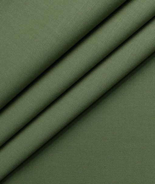 Italian Channel Men's Terry Rayon Solids 3.75 Meter Unstitched Suiting Fabric (Olive Green)