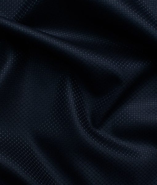 Italian Channel Men's Terry Rayon Structured 3.75 Meter Unstitched Suiting Fabric (Dark Blue)