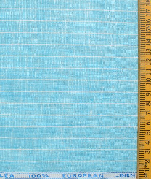 J.Hampstead Men's 60 LEA European Linen Striped 2.25 Meter Unstitched Shirting Fabric (Arctic Blue)