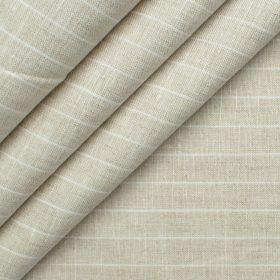 J.Hampstead Men's 60 LEA European Linen Striped 2.25 Meter Unstitched Shirting Fabric (Beige)