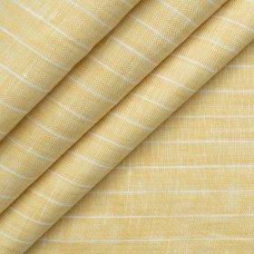 J.Hampstead Men's 60 LEA European Linen Striped 2.25 Meter Unstitched Shirting Fabric (Latte Beige)