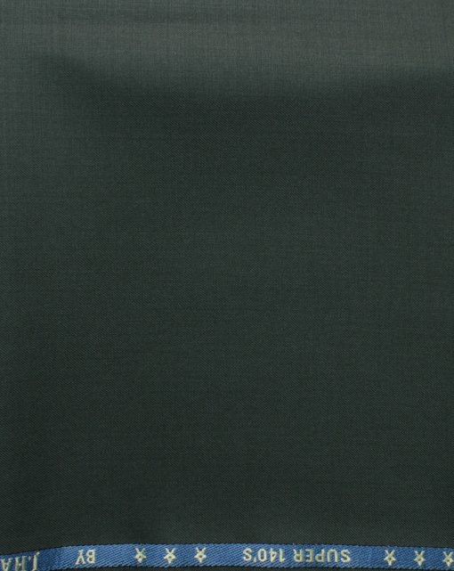 J.Hampstead Men's 60% Wool Solids Super 140's1.30 Meter Unstitched Trouser Fabric (Dark Seaweed Green)