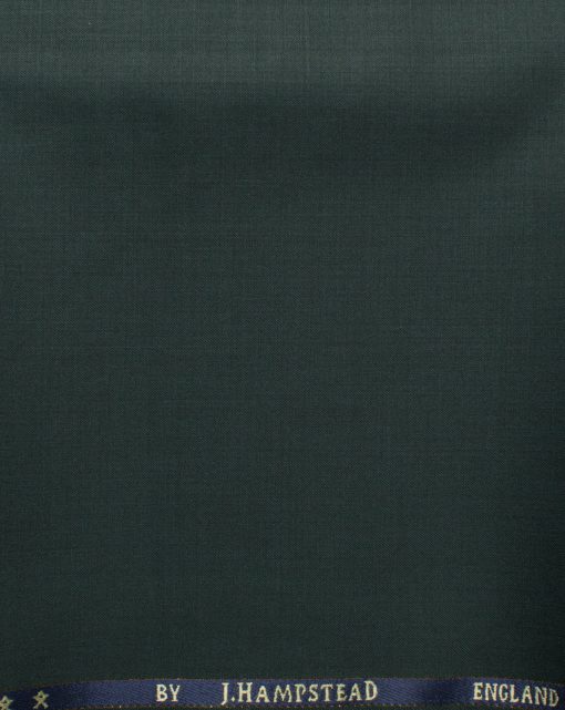 J.Hampstead Men's 60% Wool Solids Super 130's1.30 Meter Unstitched Trouser Fabric (Dark Pine Green)