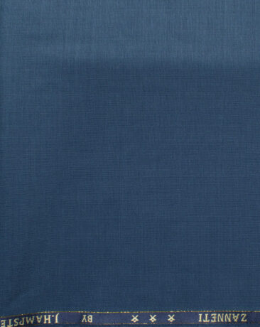 J.Hampstead Men's 60% Wool Self Design Super 140's1.30 Meter Unstitched Trouser Fabric (Aegean Blue)