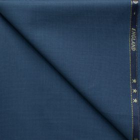 J.Hampstead Men's 60% Wool Self Design Super 140's1.30 Meter Unstitched Trouser Fabric (Aegean Blue)