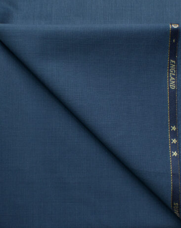 J.Hampstead Men's 60% Wool Self Design Super 140's1.30 Meter Unstitched Trouser Fabric (Aegean Blue)