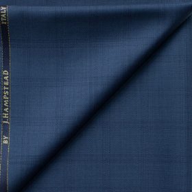 J.Hampstead Men's 60% Wool Checks Super 130's1.30 Meter Unstitched Trouser Fabric (Aegean Blue)