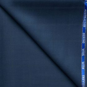 J.Hampstead Men's 60% Wool Checks Super 130's1.30 Meter Unstitched Trouser Fabric (Blue)