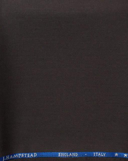 J.Hampstead Men's 60% Wool Solids Super 120's1.30 Meter Unstitched Trouser Fabric (Dark Brown)