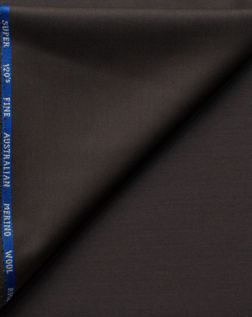 J.Hampstead Men's 60% Wool Solids Super 120's1.30 Meter Unstitched Trouser Fabric (Dark Brown)