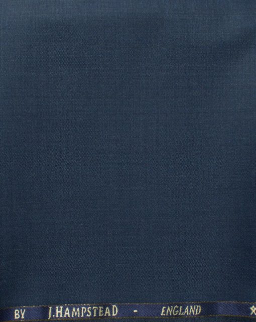 J.Hampstead Men's 60% Wool Self Design Super 140's1.30 Meter Unstitched Trouser Fabric (Dark Blue)
