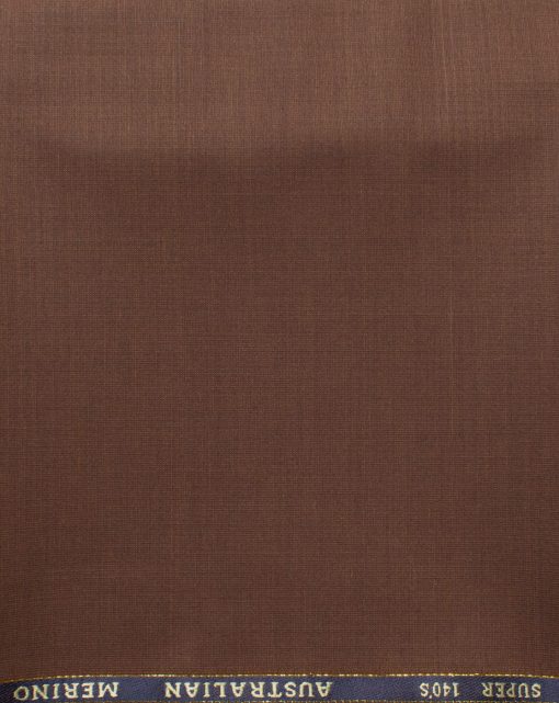 J.Hampstead Men's 60% Wool Self Design Super 140's1.30 Meter Unstitched Trouser Fabric (Copper Brown)