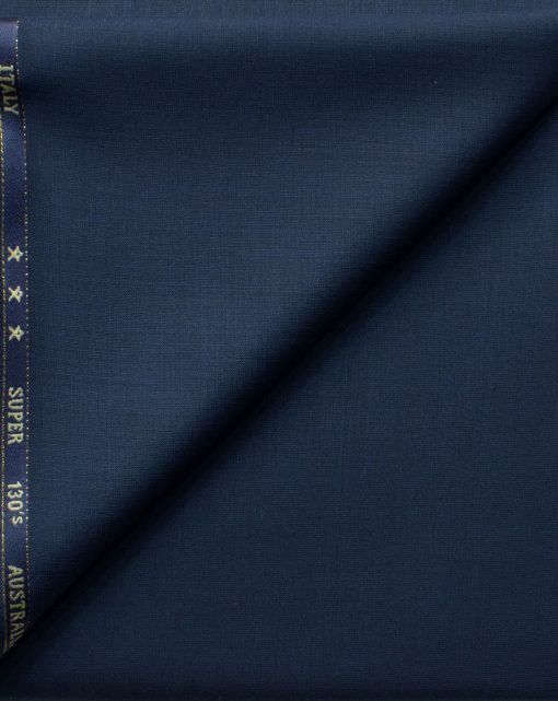 J.Hampstead Men's 60% Wool Self Design Super 130's1.30 Meter Unstitched Trouser Fabric (Dark Blue)