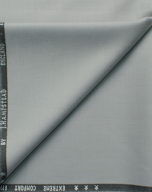 J.Hampstead Men's 60% Wool Solids Super 140's1.30 Meter Unstitched Trouser Fabric (Light Grey)