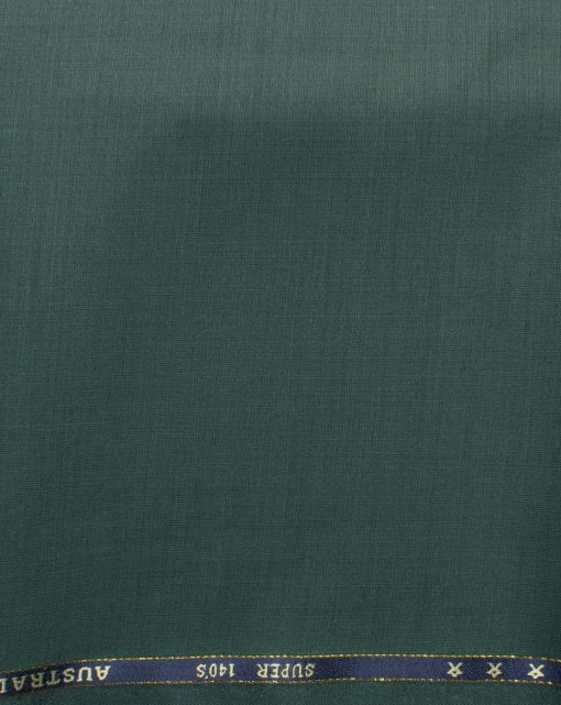 J.Hampstead Men's 60% Wool Self Design Super 140's1.30 Meter Unstitched Trouser Fabric (Pine Green)