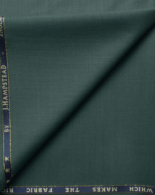 J.Hampstead Men's 60% Wool Self Design Super 140's1.30 Meter Unstitched Trouser Fabric (Pine Green)