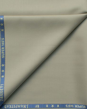 J.Hampstead Men's 60% Wool Solids Super 140's1.30 Meter Unstitched Trouser Fabric (Tan Beige)