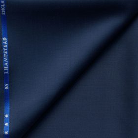 J.Hampstead Men's 60% Wool Solids Super 120's1.30 Meter Unstitched Trouser Fabric (Dark Royal Blue)