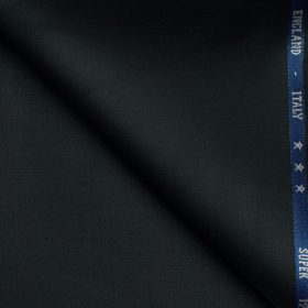 J.Hampstead Men's 60% Wool Solids Super 120's1.30 Meter Unstitched Trouser Fabric (Black)