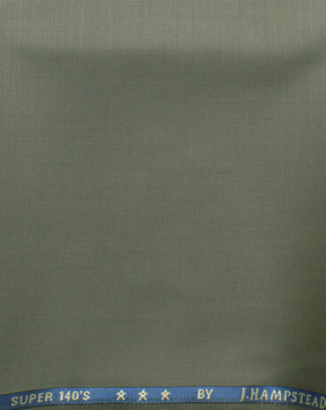 J.Hampstead Men's 60% Wool Solids Super 140's1.30 Meter Unstitched Trouser Fabric (Olive Green)