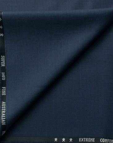 J.Hampstead Men's 60% Wool Self Design Super 140's1.30 Meter Unstitched Trouser Fabric (Dark Blue)