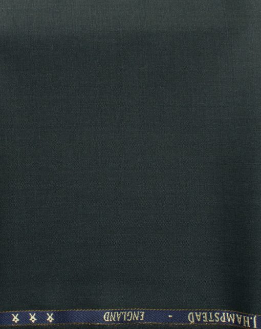 J.Hampstead Men's 60% Wool Solids Super 140's1.30 Meter Unstitched Trouser Fabric (Dark Green )