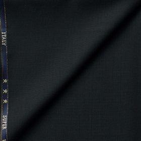 J.Hampstead Men's 60% Wool Self Design Super 130's1.30 Meter Unstitched Trouser Fabric (Black)