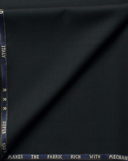 J.Hampstead Men's 60% Wool Self Design Super 130's1.30 Meter Unstitched Trouser Fabric (Black)