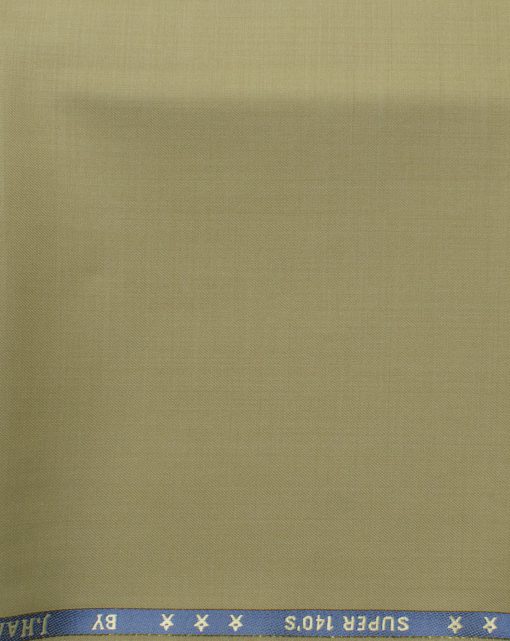 J.Hampstead Men's 60% Wool Solids Super 140's1.30 Meter Unstitched Trouser Fabric (Sand Beige)