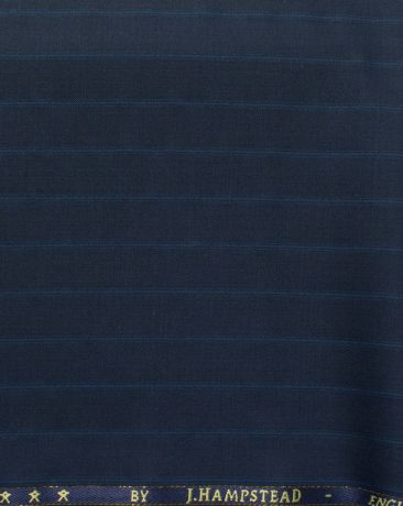 J.Hampstead Men's 60% Wool Striped Super 140's1.30 Meter Unstitched Trouser Fabric (Dark Blue)