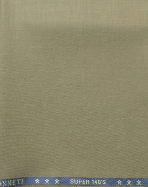 J.Hampstead Men's 60% Wool Solids Super 140's1.30 Meter Unstitched Trouser Fabric (Oat Beige)