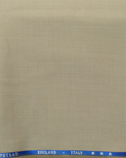 J.Hampstead Men's 60% Wool Self Design Super 130's1.30 Meter Unstitched Trouser Fabric (Oat Beige)