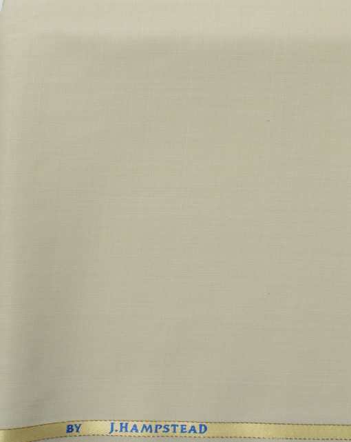 J.Hampstead Men's 60% Wool Self Design Super 130's1.30 Meter Unstitched Trouser Fabric (Cream)