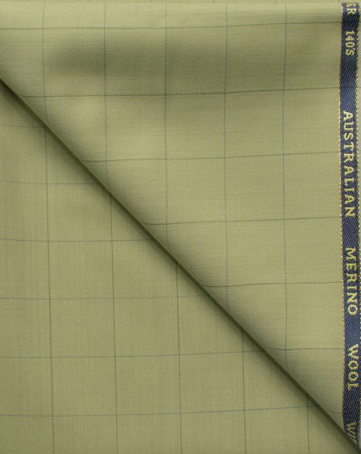 J.Hampstead Men's 60% Wool Checks Super 140's1.30 Meter Unstitched Trouser Fabric (Beige)