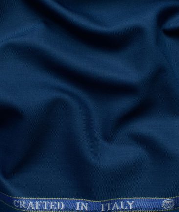 Luigi Bernardo Men's High Twisted Terry Rayon Solids 3.75 Meter Unstitched Suiting Fabric (Blue)