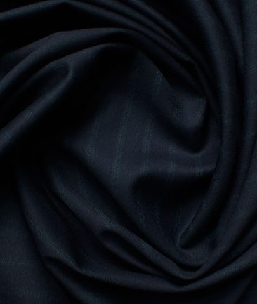 Luigi Bernardo Men's High Twisted Terry Rayon Striped 3.75 Meter Unstitched Suiting Fabric (Dark Navy Blue)