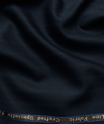 Luigi Bernardo Men's High Twisted Terry Rayon Striped 3.75 Meter Unstitched Suiting Fabric (Dark Navy Blue)