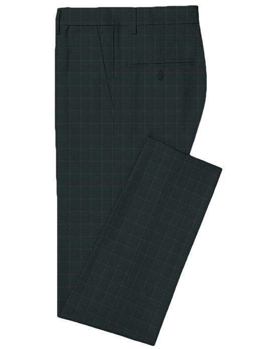 Luigi Bernardo Men's High Twisted Terry Rayon Checks 3.75 Meter Unstitched Suiting Fabric (Dark Sea Green)