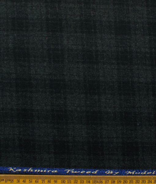 Modella Men's Acrylic Checks 2.25 Meter Unstitched Faux Tweed Jacketing & Blazer Fabric (Black & Grey)