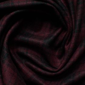 Modella Men's Acrylic Checks 2.25 Meter Unstitched Faux Tweed Jacketing & Blazer Fabric (Black & Maroon)