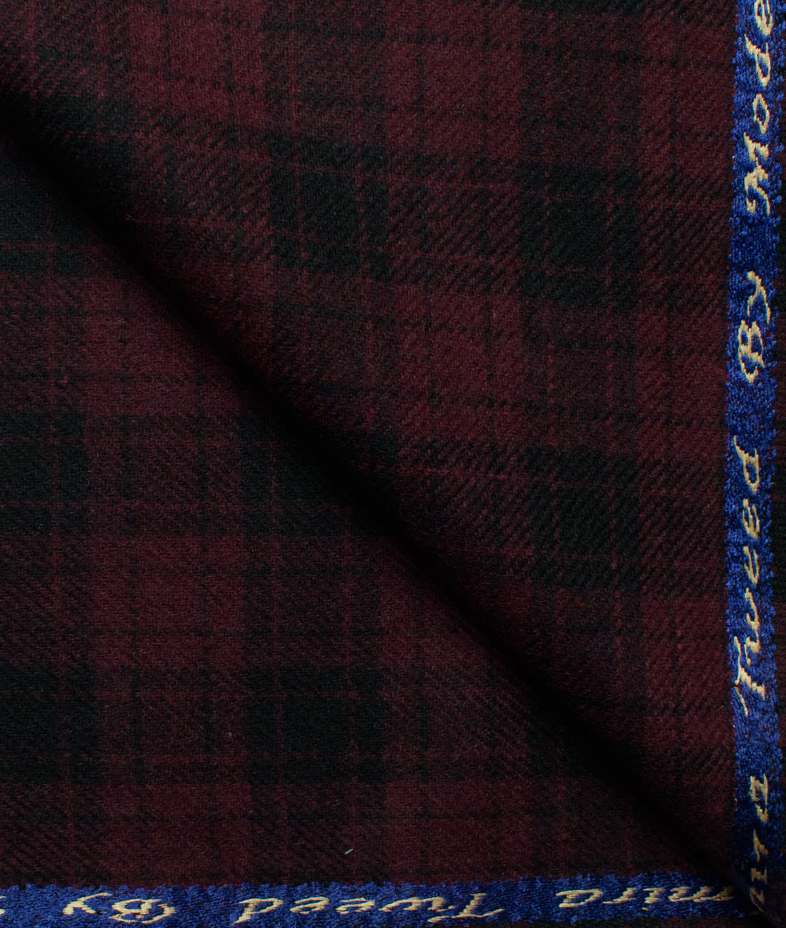 Modella Men's Acrylic Checks 2.25 Meter Unstitched Faux Tweed Jacketing & Blazer Fabric (Black & Maroon)