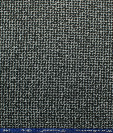 Modella Men's Acrylic Self Design 2.25 Meter Unstitched Faux Tweed Jacketing & Blazer Fabric (Black & White)