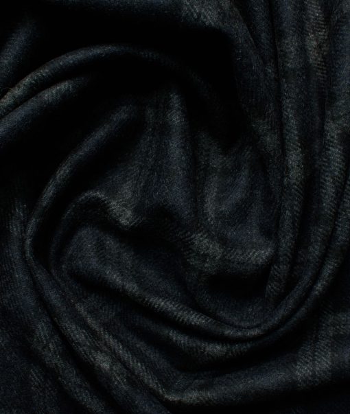 Modella Men's Acrylic Checks 2.25 Meter Unstitched Faux Tweed Jacketing & Blazer Fabric (Dark Blue & Grey)