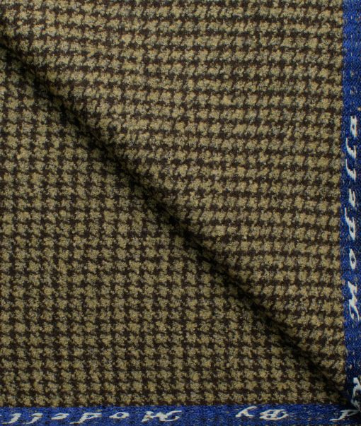 Modella Men's Acrylic Self Design 2.25 Meter Unstitched Faux Tweed Jacketing & Blazer Fabric (Dark Brown & Beige)