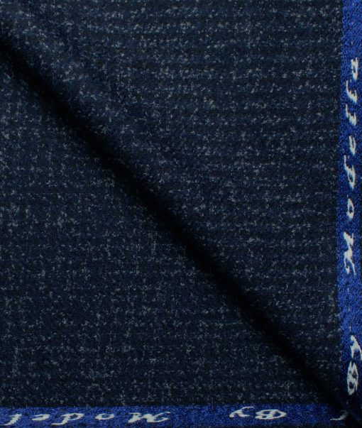 Modella Men's Acrylic Self Design 2.25 Meter Unstitched Faux Tweed Jacketing & Blazer Fabric (Dark Royal Blue)