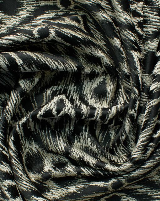 Mark & Peanni Men's Terry Rayon Self Design 2.25 Meter Unstitched Ethnic Fabric (Black & Beige)